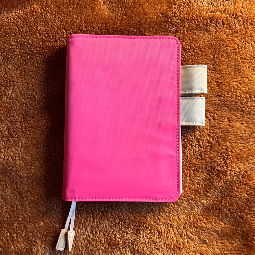 Hobonichi A6 Canvas Cover Vibrant Pink Planner with Cream Accents